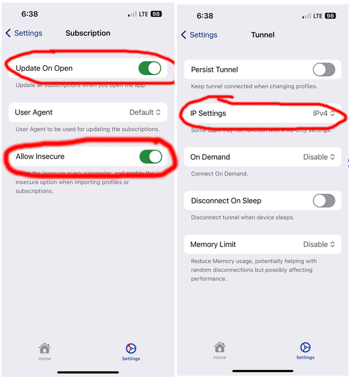 تنظیمات مهم